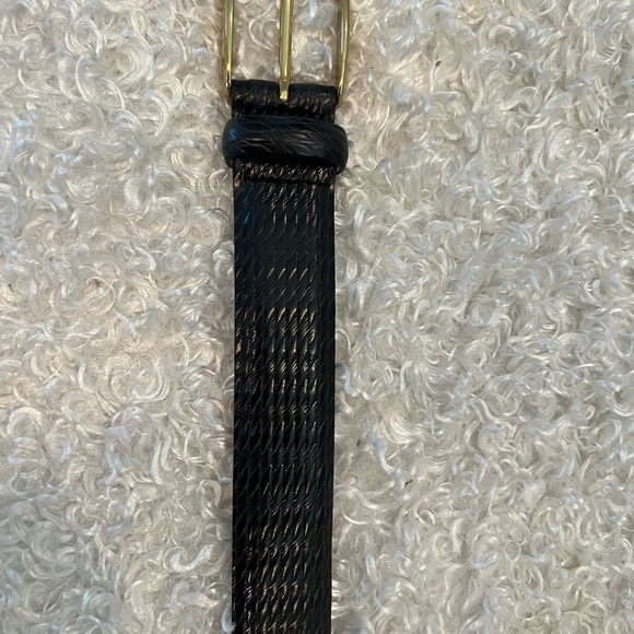 Martin Dingman Mens Black ItalianCalfskin Handmade Leather Belt SolidBrass